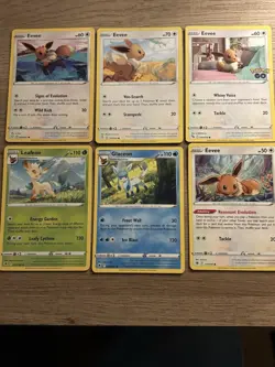 Pokemon TCG Eevee Leafeon Glaceon 6 Card Lot Crown Zenith Pokemon GO 2022 - Image 1