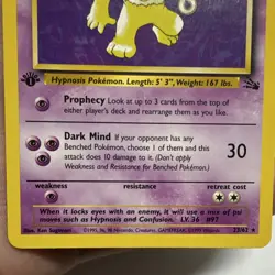 PERFECT WOTC Hypno 23/62 Fossil 1st Edition Rare 90 HP English 1999 Pokemon TCG - Image 3