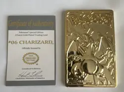 Nintendo Pokemon TCG Charizard #06 23K Gold Plated Limited Edition Card COA - Image 5