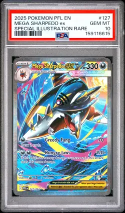 POKEMON MEGA SHARPEDO EX 127/094 FULL ART SPECIAL ILLUSTRATION RARE 2025 PSA 10 - Image 1