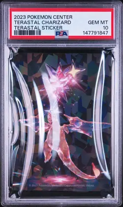2023 POKEMON CENTER TERASTAL STICKER TERASTAL CHARIZARD PSA 10 - Image 1