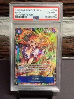 Bandai PSA 10 Nami OP11-054 Alt Art A Fist of Divine Speed 2025 EN Holo - Image 1