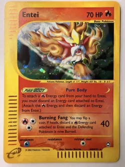 Entei H8/H32 Aquapolis Holo Rare Pokemon Card 2002 Vintage e-Card English - Image 1