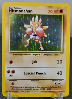 Pokemon TCG: Rare Hitmonchan 7/102, Base Set Unlimited, Holo, 1999 WoTC Card 2 - Image 1