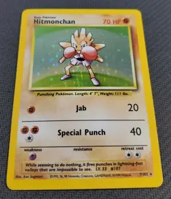 Pokemon TCG: Rare Hitmonchan 7/102, Base Set Unlimited, Holo, 1999 WoTC Card 2 - Image 3