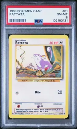 PSA 8 RATTATA 61 BASE SET POKEMON NM MINT - Image 1
