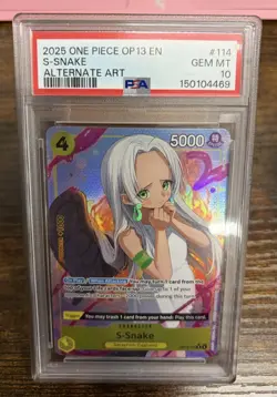 2025 One Piece OP13 English S-Snake Alternate Art #114 PSA 10 Graded - Image 1