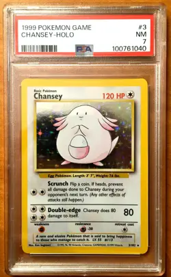 Pokemon 1999 Base Set Chansey #3 - Holo Rare - PSA 7 NM - Image 1