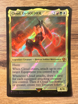 Magic MTG Final Fantasy Cloud, Ex-SOLDIER #221 *SURGE FOIL* Mythic Commander - Image 1