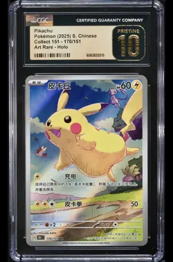 2025 POKEMON S. CHINESE COLLECT 151 ART RARE HOLO PIKACHU CGC PRISTINE 10 Mew - Image 1