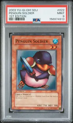 2003 YU-GI-OH! STARTER DECK: JOEY 1ST EDITION #022 PENGUIN SOLDIER PSA 9 - Image 1