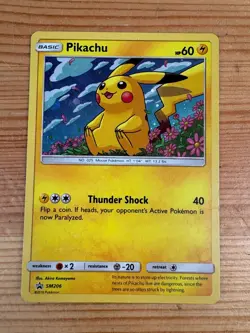 Pokemon Sun & Moon Black Star Promo Card Pikachu SM206 Holo Foil TCG Shiny - Image 1