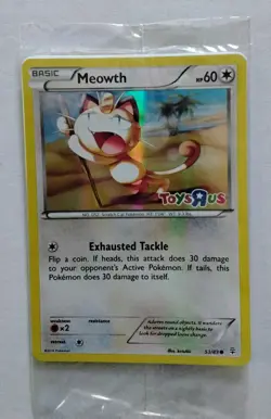 2016 Toys R Us TRU Promo Pokemon Meowth Shiny Card, Mint, Sealed - Image 1