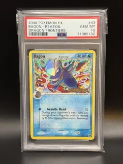 2006 BAGON Pokemon Card #43 43/101 EX Dragon Frontiers Reverse Holo PSA 10 - Image 1