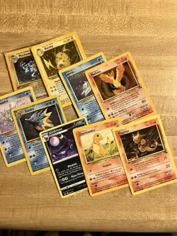 Pokemon TCG Fossil 9-Card Lot Machamp Lapras Moltres Raichu Seadra Holo 1999 - Image 1