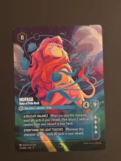 Disney Lorcana Mufasa Enchanted Ruler of Pride Rock Shimmering Skies Card 217 - Image 1