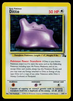 Pokemon Card - Ditto Fossil 3/62 Holo Rare - Image 1