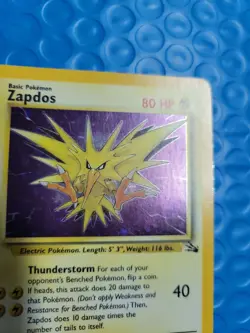 Zapdos - Fossil Set - 15/62 - Holo Foil Rare - Pokemon Card - LP - Image 2