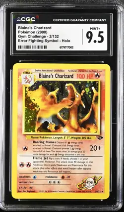 (PSA) CGC 9.5 Blaine's Charizard Gym Challenge Holo Pokemon Card #2 Mint+ - Image 1