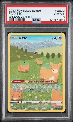 2023 Pokemon Crown Zenith # GG22 Full Art Ditto PSA 10 Card GEM MINT! Free Ship! - Image 1