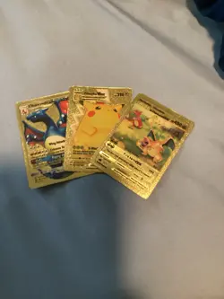 Lot of 3 Custom Gold Foil Pokemon Cards - Charizard & Pikachu VMAX/GX - Image 1