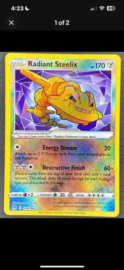 Radiant Steelix #124/196 Radiant Rare Pokemon TCG SWSH11: Lost Origin NM - Image 1