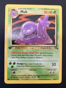 Pokemon TCG Muk 1st First Edition Fossil Non-Holo Rare WOTC Card MP - Image 1