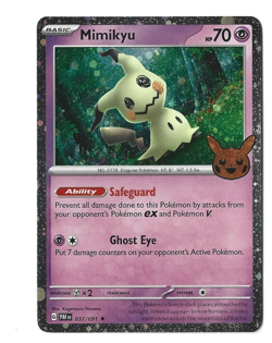 Mimikyu 037/091 (Cosmos Holo) with Swirl 🌌 Trick or Trade BOOster Pokemon Card - Image 1
