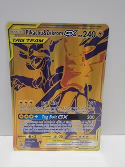 JUMBO Oversized Pikachu & Zekrom GX Tag Team Gold Promo SM248 Pokemon NM - Image 1