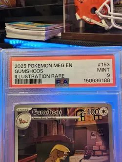 2025 Pokemon Meg EN-Mega Evolution Gumshoos Illustration Rare PSA 9 153/132 - Image 3