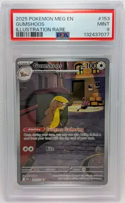 PSA 9 Gumshoos 153/132 illustration rare | 2025 Pokemon Mega Evolution - Image 1