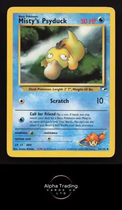 Misty's Psyduck 54/132 Uncommon Gym Heroes Pokemon Unlimited Lightly Played - Image 1