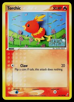 Pokemon Card - Torchic Crystal Guardians 65/100 Reverse Holo Common Stamped - Image 1