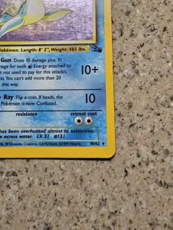 Lapras 10/62 Holo Rare Fossil Pokemon Unlimited Holo Moderately Played Free Ship - Image 5