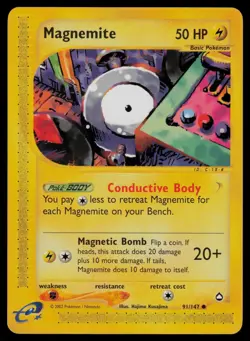 Magnemite 91/147 Common Aquapolis Pokemon Lightly Played - Image 1