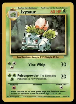 Ivysaur 30/102 Uncommon Base Set Unlimited Pokemon LP - Image 1