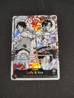 One Piece ST30-001 Luffy Ace Parallel L-P Leader Black White Textured Star - Image 1