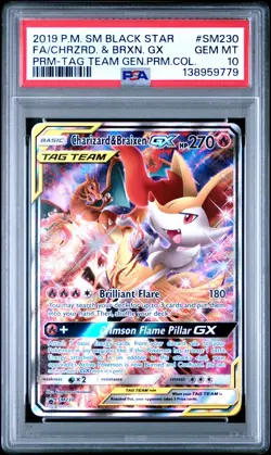 Pokemon Charizard & Braixen GX Tag Team Promo SM230 - PSA 10 - Image 1