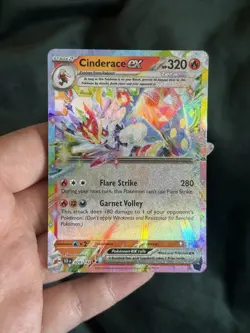 Pokemon TCG Cinderace EX Double Rare Card Stellar Crown 028/142 - Image 1