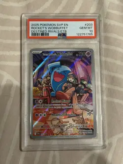 Pokemon TCG Team Rockets Wobbuffet Destined Rivals 203 ETB Promo Card PSA 10 - Image 1