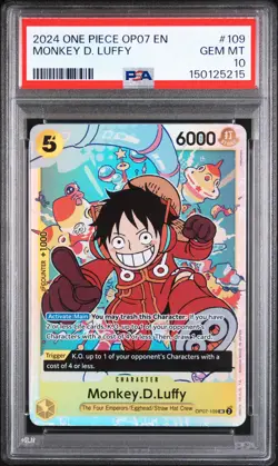 PSA 10 2024 One Piece Op07-500 Years In The Future #109 Monkey D. Luffy GEM MT - Image 1