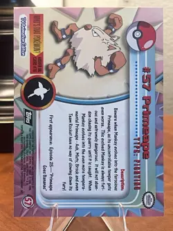 Primeape #57 Topps TV Animation Edition Pokemon Card-regular-black Logo-LP - Image 2