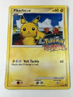 Pokemon TCG 2009 Vintage Pikachu Holo Stamped Card 7/16 Pokemon Rumble - Image 1