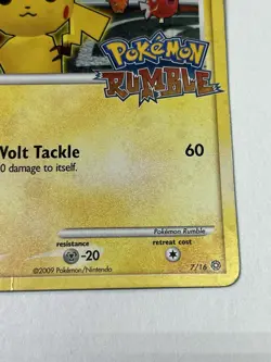 Pokemon TCG 2009 Vintage Pikachu Holo Stamped Card 7/16 Pokemon Rumble - Image 5