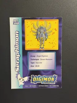 Digimon Seraphimon Holo Foil Bandai DP500 ID #310 Card 2000 - Image 2