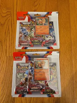 (2) Pokemon TCG Scarlet & Violet 3 Pack Blister Pack Arcanine Card Shelf Wear 820650853289 - Image 1