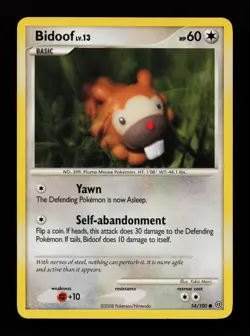 Bidoof 54/100 Yuka Morii Common Stormfront Pokemon Cards - Image 1