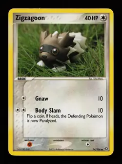 Zigzagoon 74/106 Yuka Morii Common Emerald Pokemon Cards - Image 1