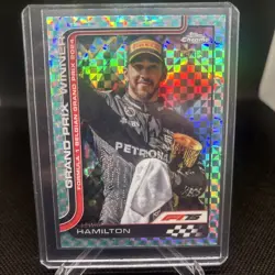 Lewis Hamilton Mercedes #106 Aqua Checker 39/199 Topps Chrome F1 2025 - Image 1