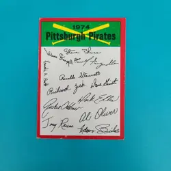 1974 Topps Team Checklist Pittsburgh Pirates Stargell/Al Oliver BASEBALL Card 6A - Image 1